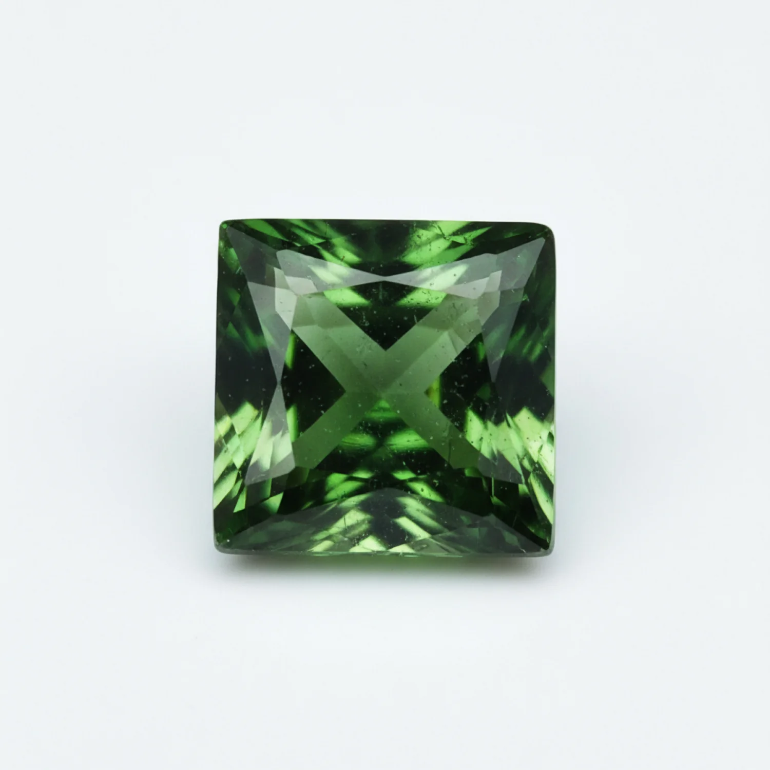 Green Tourmaline 1PC Small 7x7 MM Square Faceted Green Splendid Semi Precious Gems - Image 2
