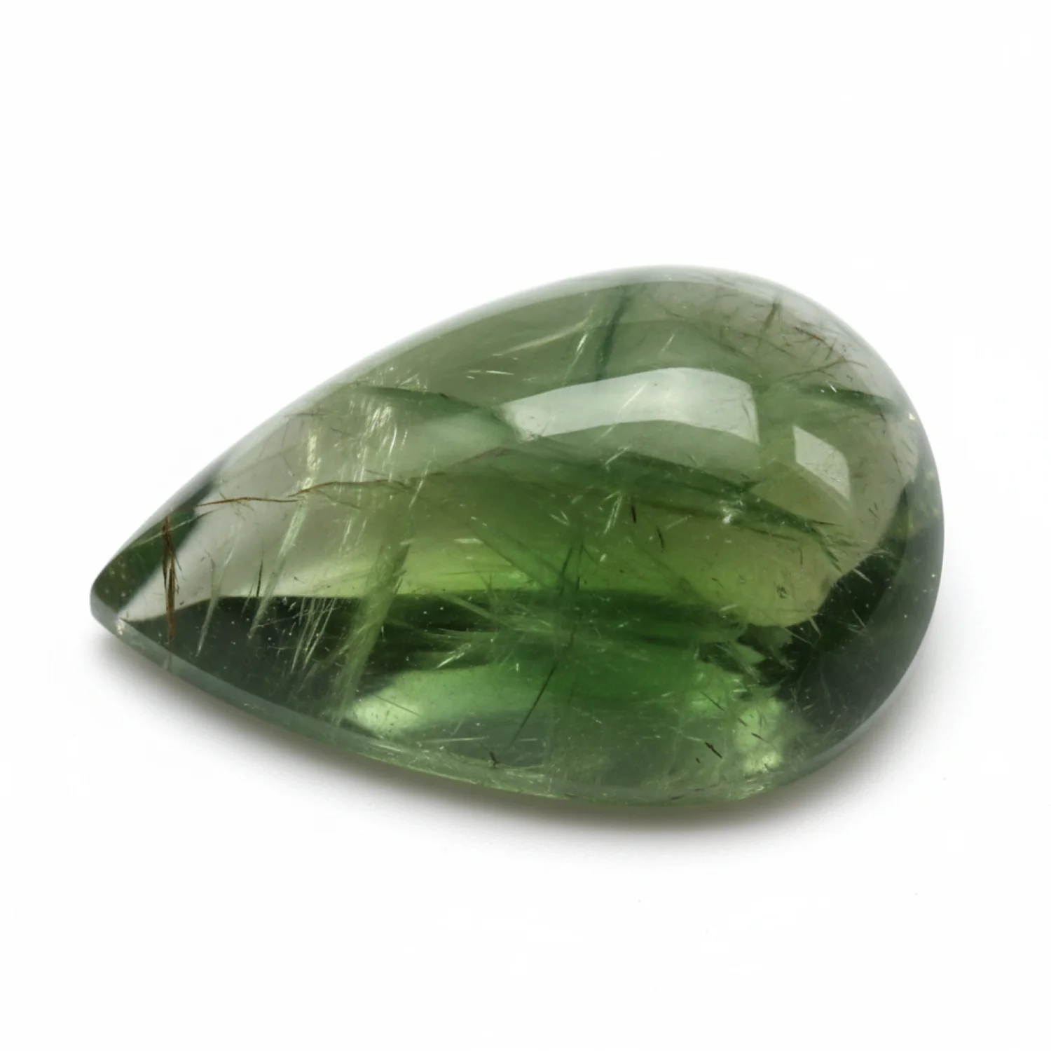 Green Tourmaline 1PC Small 7x9 MM Pear Cabochon Green Fiery semi Precious Semi Precious Gemstone - Image 2