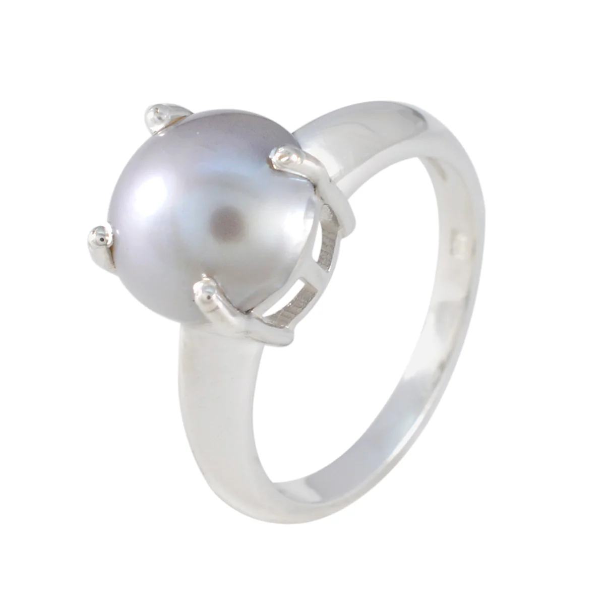 Grey Pearl Solitaire Russian 92.5 Silver Gray Gemstones Tiny Modern Ring Jewelry - Image 2