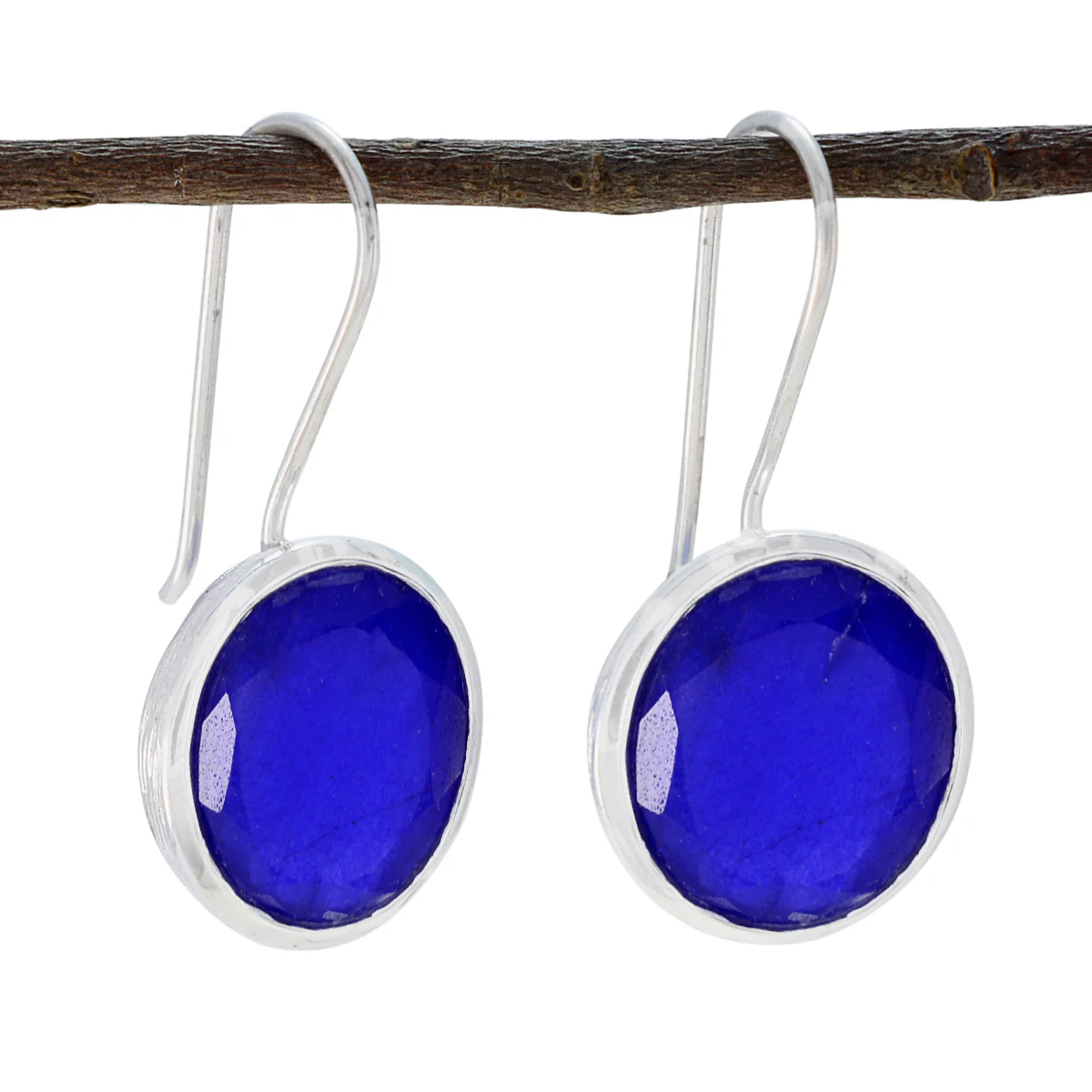 Indian Blue Sapphire African Stella Solitaire Dangle Blue 925 Silver Earring