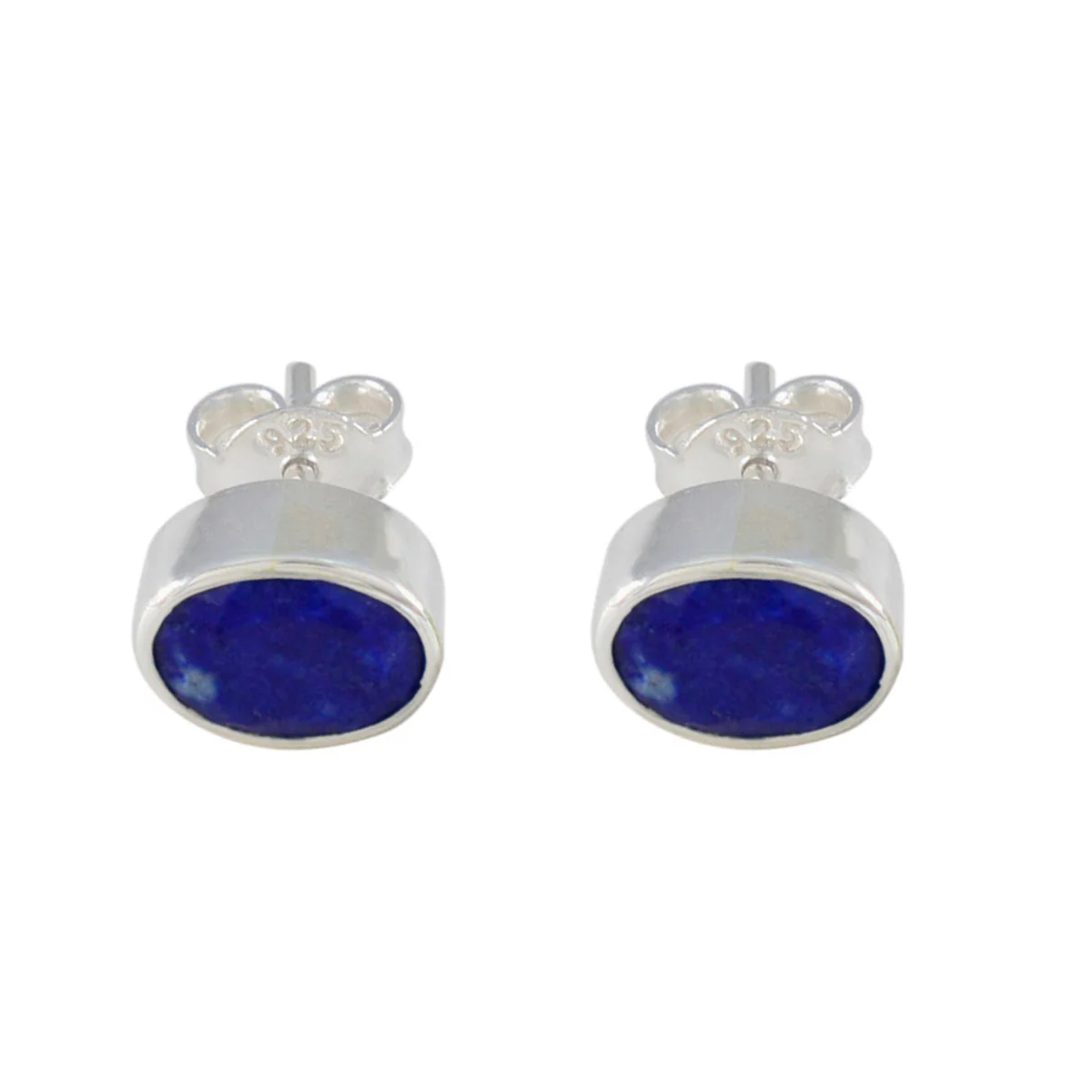 Indian Blue Sapphire American Ying Solitaire Stud Blue 925 Silver Earring