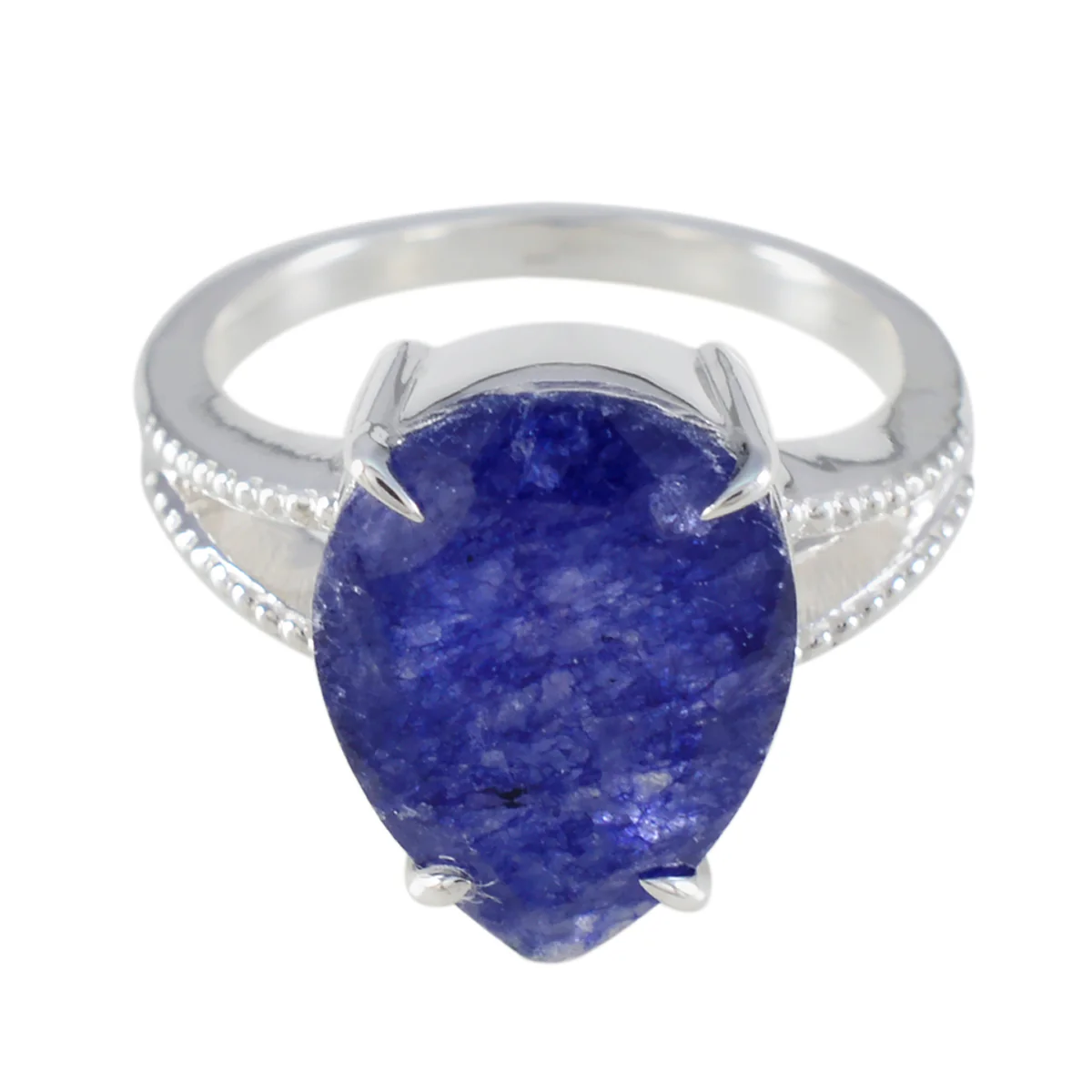 Indian Blue Sapphire Solitaire Egyptian Sterling Silver Blue Gemstone Eye-catching Glamorous Ring Jewellery