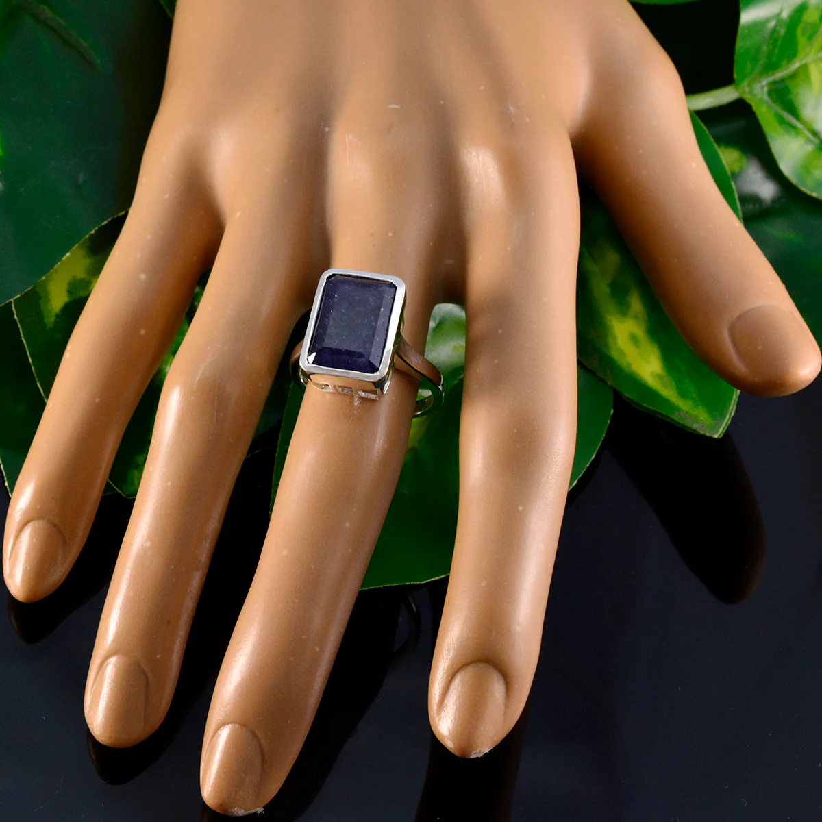 Indian Blue Sapphire Solitaire French 92.5 Silver Blue Gemstone Classic Abstract Ring Jewellery - Image 6