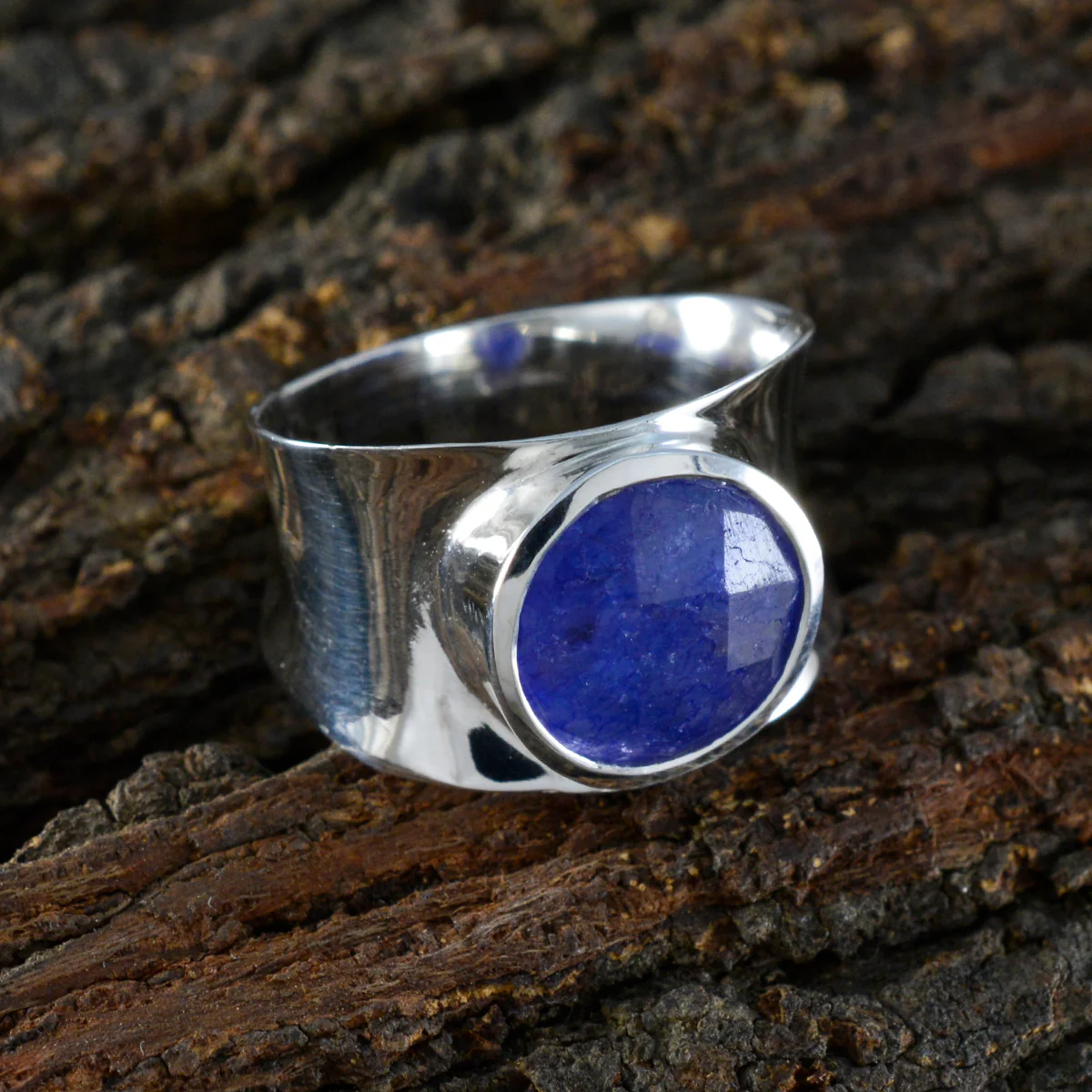 Indian Blue Sapphire Solitaire German 925 Silver Blue Gemstones Edgy Armor Band Jewelry - Image 3