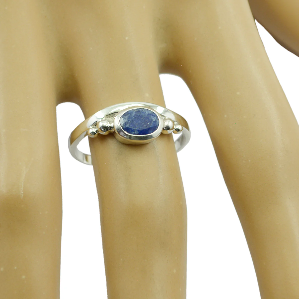 Indian Blue Sapphire Solitaire Korean 925 Silver Blue Gemstone Delicate Sophisticated Ring Jewelry - Image 2