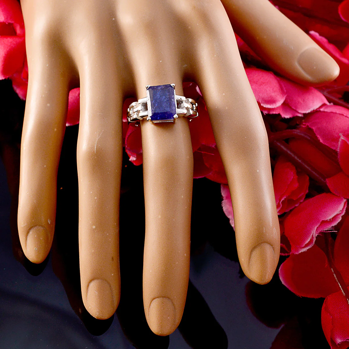 Indian Blue Sapphire Solitaire Russian 925 Sterling Silver Blue Gemstones Tiny Trendy Ring Jewellery - Image 5