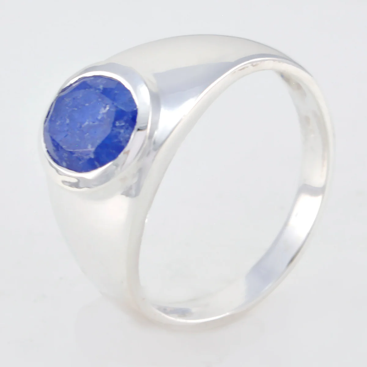 Indian Blue Sapphire Solitaire Russian Sterling Silver Blue Gemstones Minimal Boho Ring Jewelry - Image 2