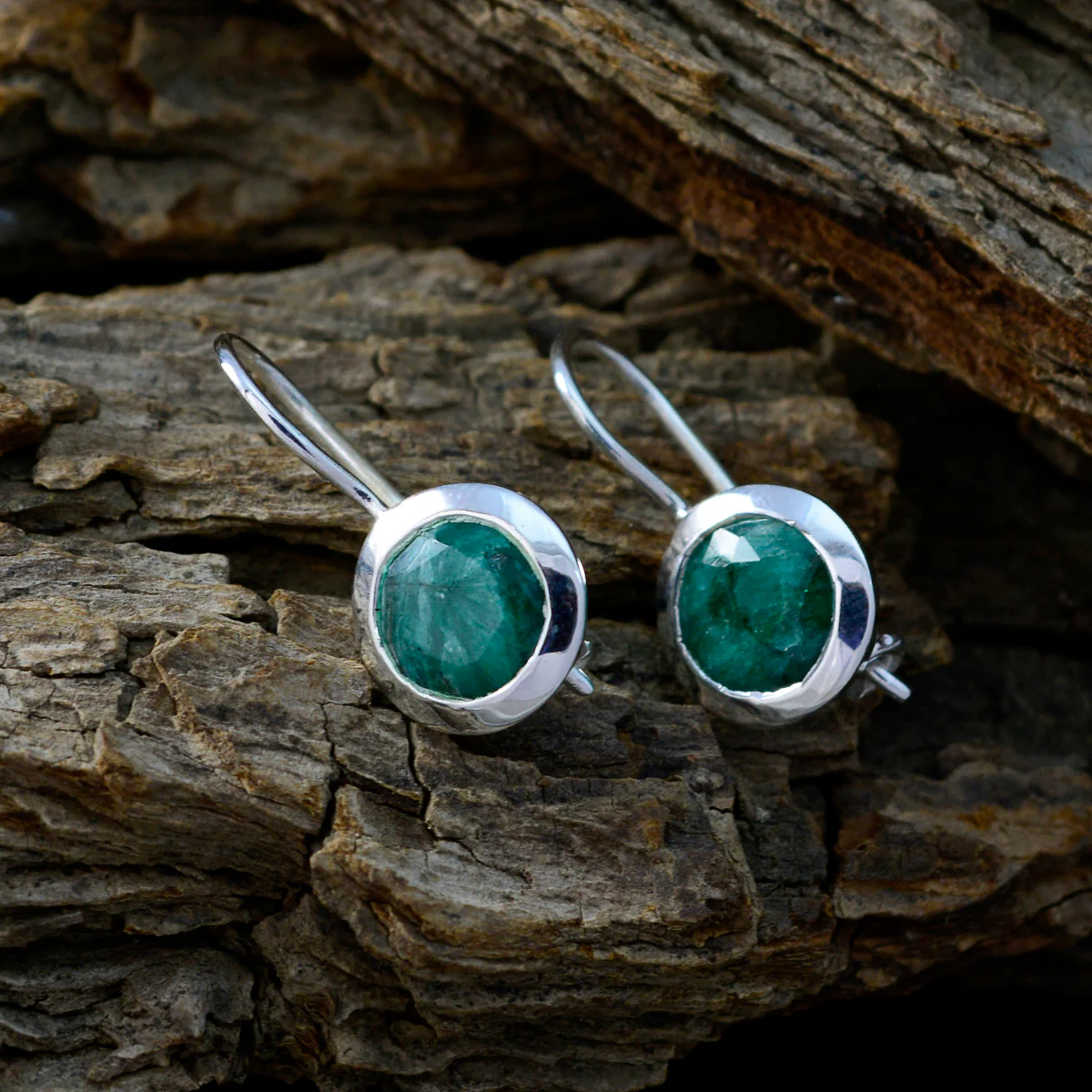 Indian Emerald Mexican Nayara Solitaire Dangle Green Silver Earring - Image 3