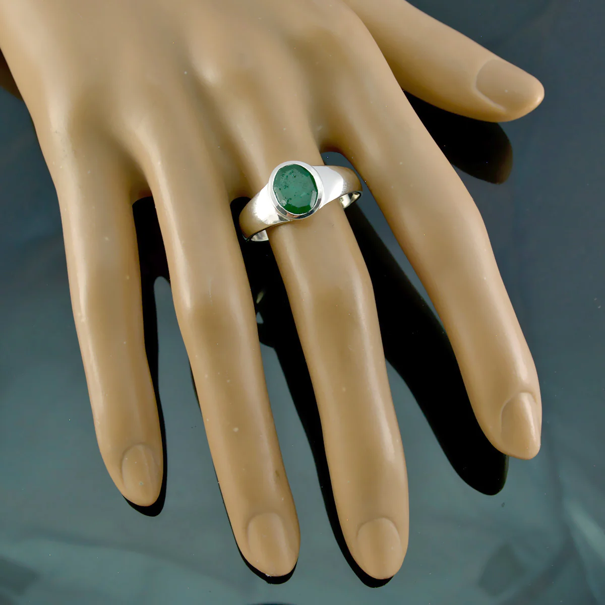 Indian Emerald Solitaire African 925 Sterling Silver Green Gems Slim Cultural Ring Jewellery - Image 3
