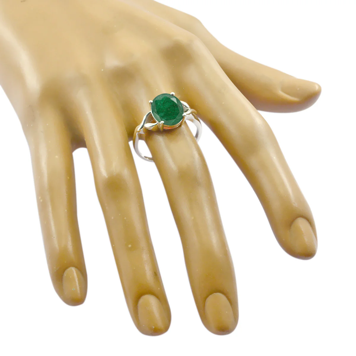 Indian Emerald Solitaire African 925 Sterling Silver Green Gemstone Featherlight Cultural Ring Jewelry - Image 2