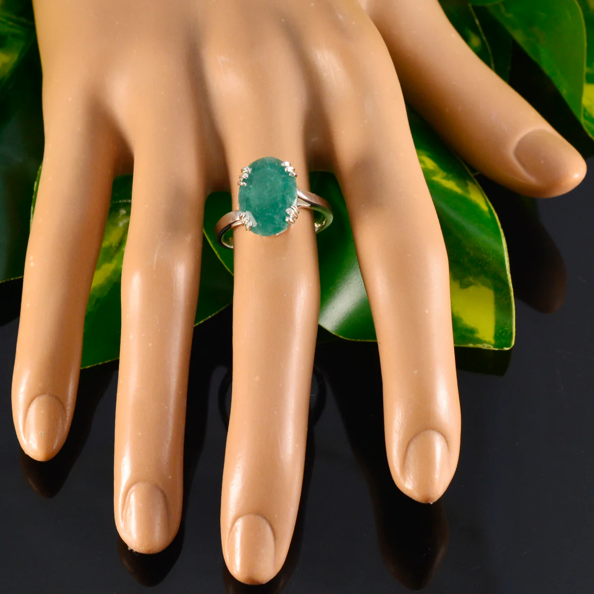 Indian Emerald Solitaire African Sterling Silver Green Gems Tiny Contemporary Ring Jewelry - Image 5