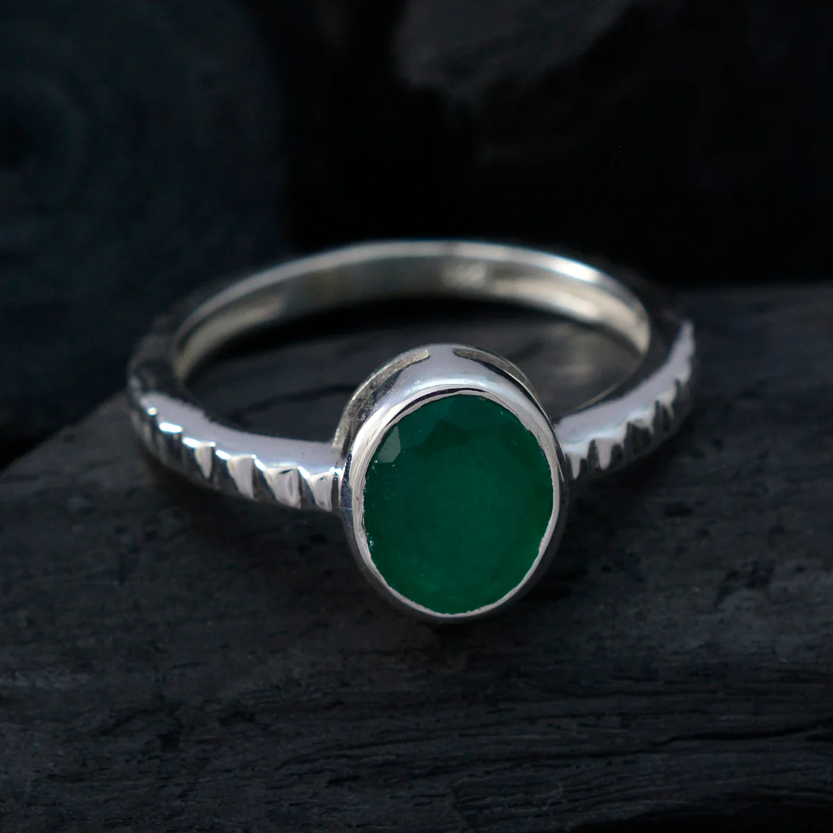 Indian Emerald Solitaire Egyptian 925 Sterling Silver Green Gemstones Featherlight Traditional Ring Jewelry - Image 4