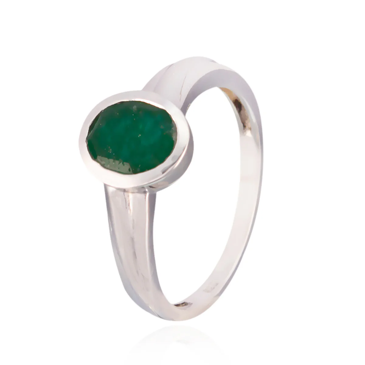 Indian Emerald Solitaire German 925 Sterling Silver Green Gemstone Featherlight Cultural Ring Jewellery - Image 2
