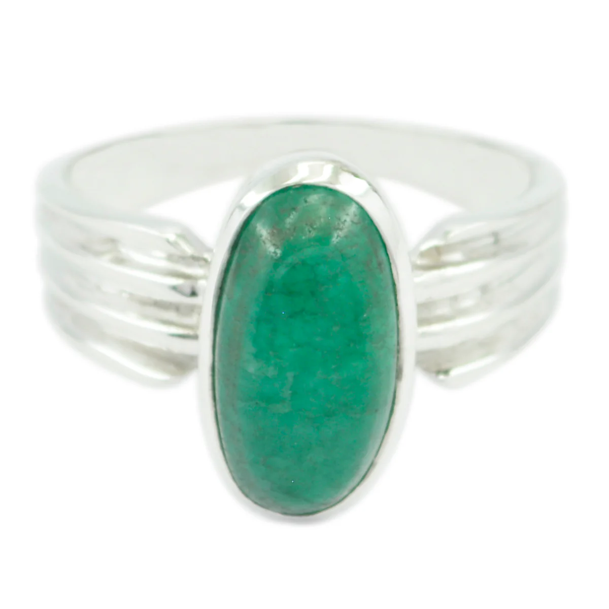 Indian Emerald Solitaire Indian Silver Green Gemstone Eye-catching Heritage Ring Jewellery