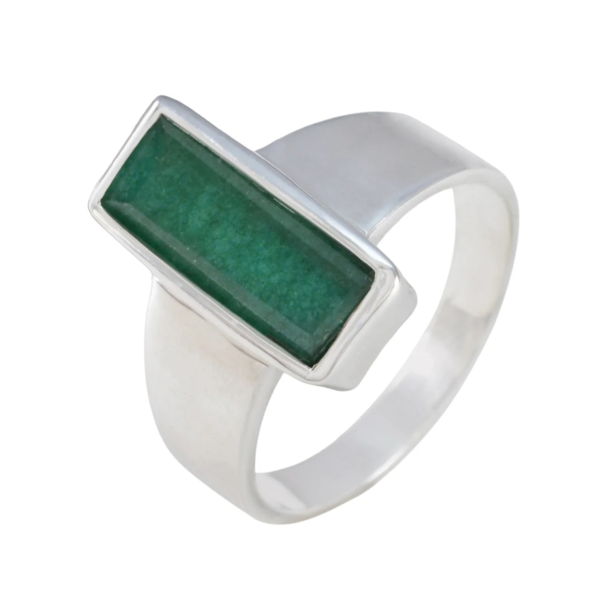 Indian Emerald Solitaire Indian Silver Green Gemstone Eye-catching Trendy Ring Jewellery - Image 2