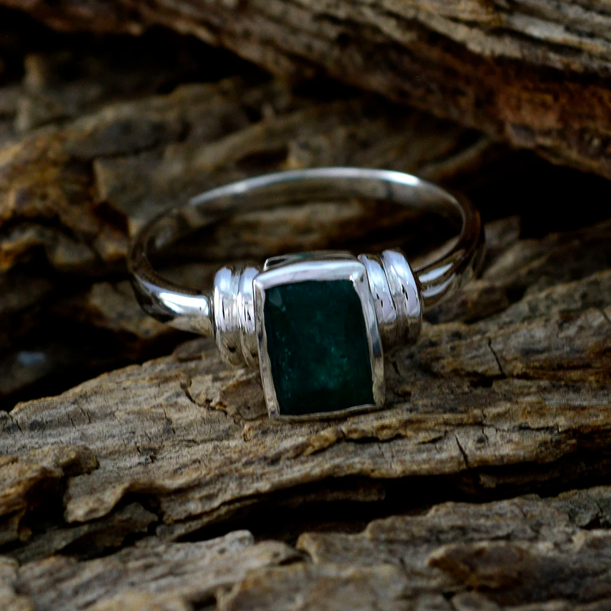 Indian Emerald Solitaire Japanese 925 Silver Green Gemstones Dainty Graceful Ring Jewellery - Image 4