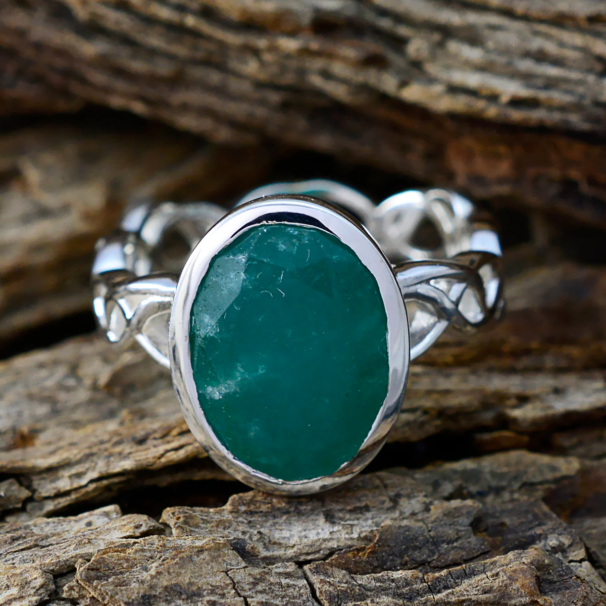 Indian Emerald Solitaire Latin American 925 Silver Green Gemstone Minimal Rope-Wire Ring Jewellery - Image 3