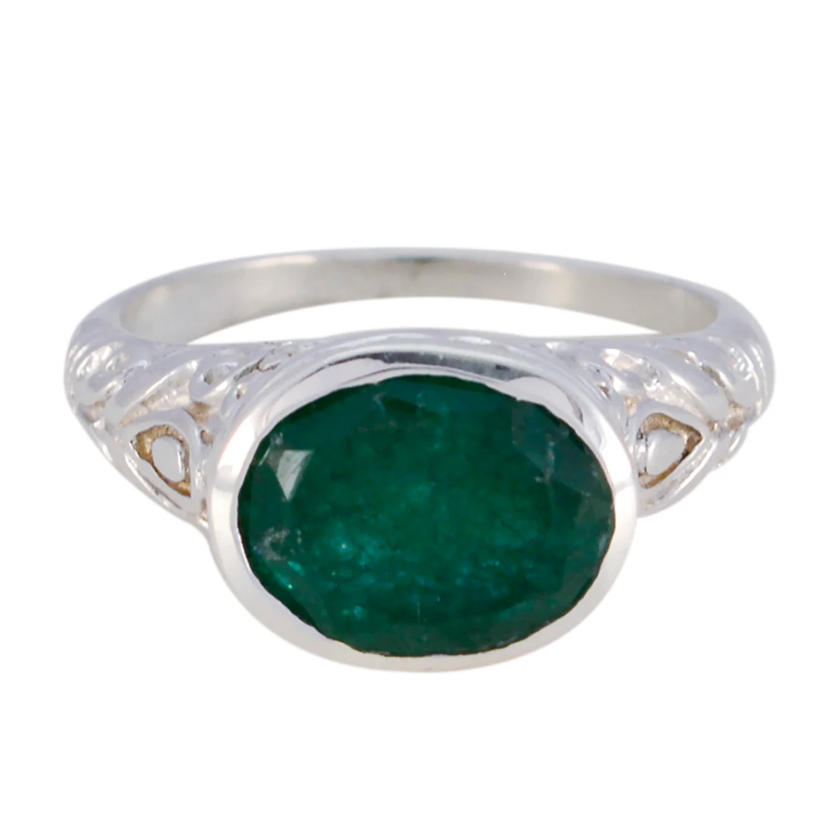 Indian Emerald Solitaire Moroccan 925 Silver Green Gemstone Minimal Art Deco Ring Jewelry - Image 3