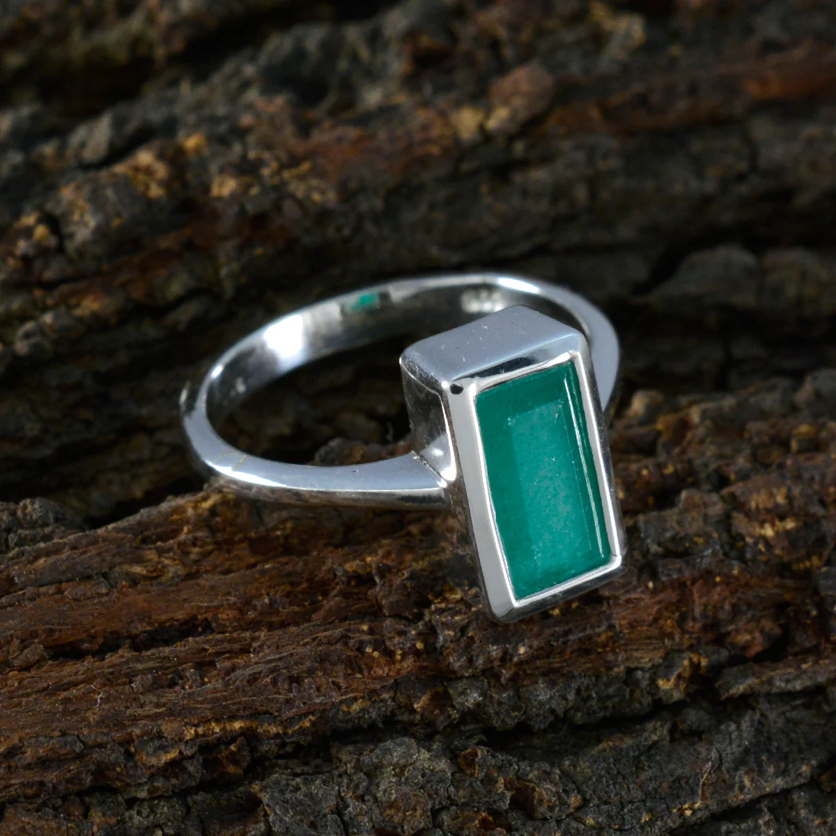 Indian Emerald Solitaire Russian 925 Sterling Silver Green Gems Slim Sophisticated Ring Jewelry - Image 3