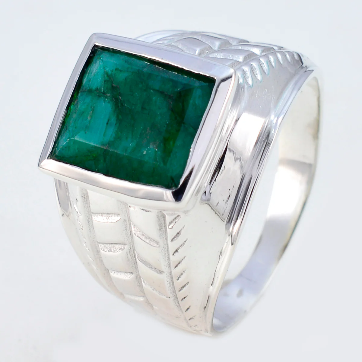 Indian Emerald Solitaire Spanish 925 Silver Green Gemstones Statement Ethnic Ring Jewellery - Image 2