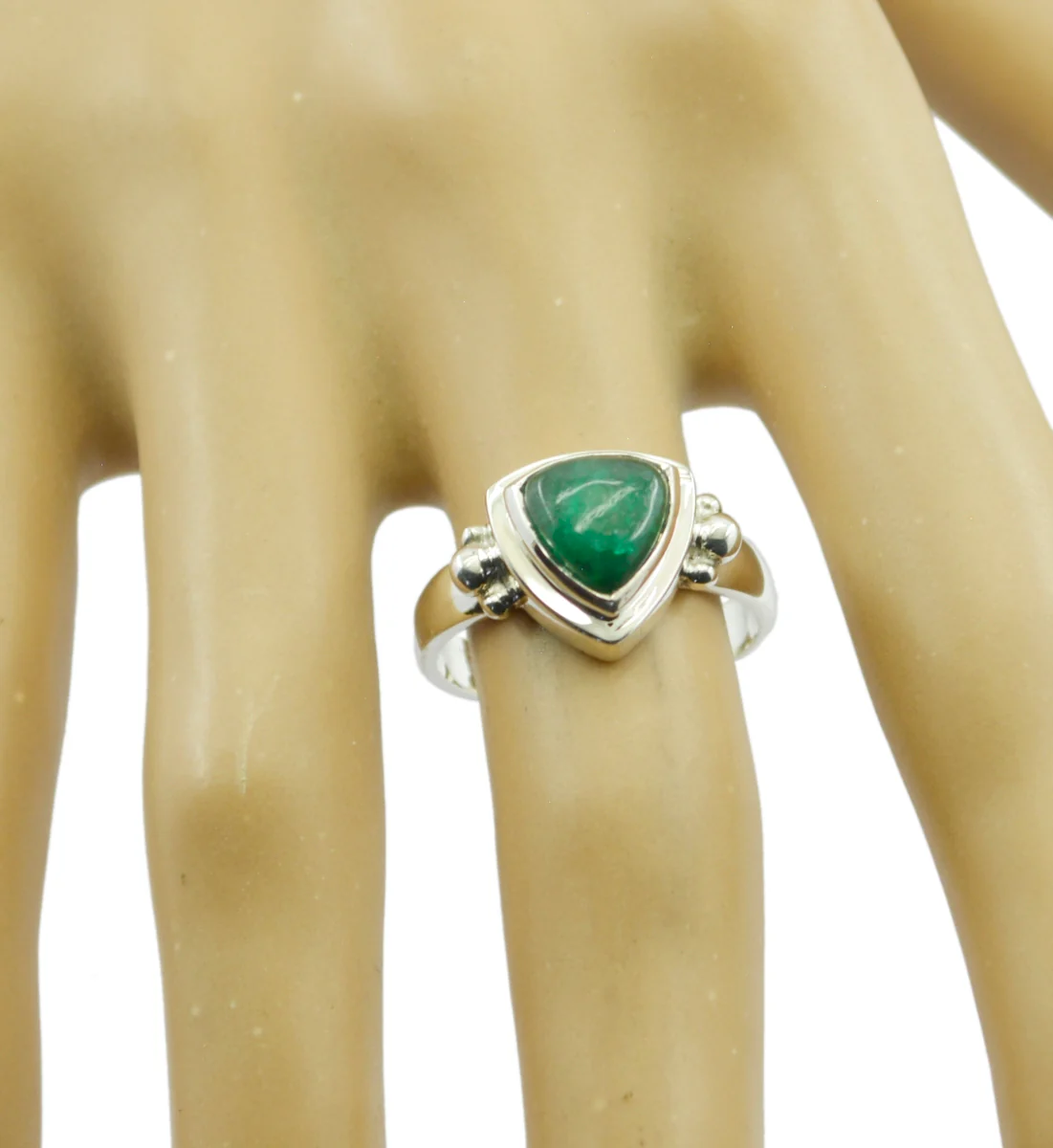 Indian Emerald Solitaire Turkish 925 Silver Green Gems Slim Boho Ring Jewelry - Image 2