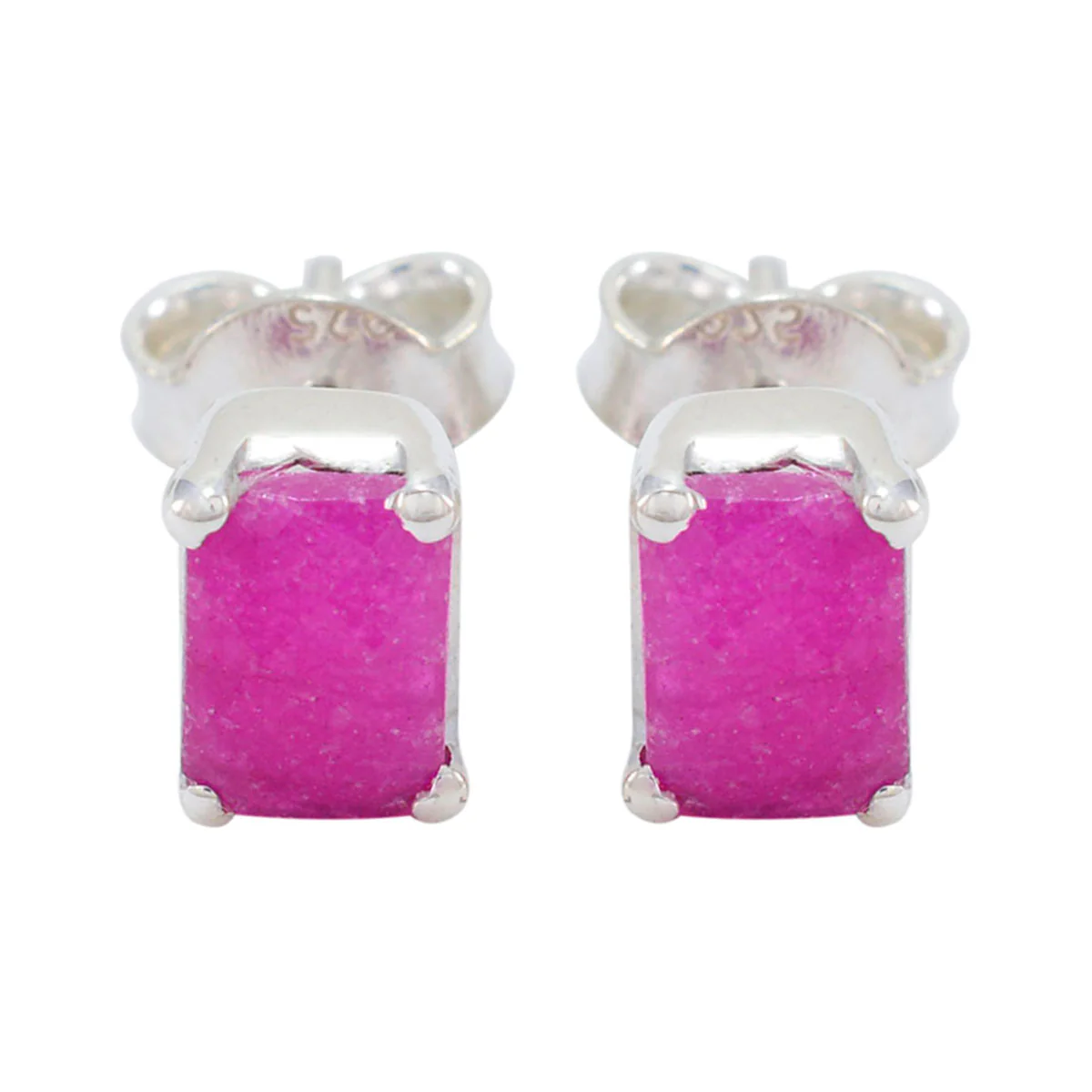 Indian Ruby African Ida Solitaire Stud Red 925 Sterling Silver Earring
