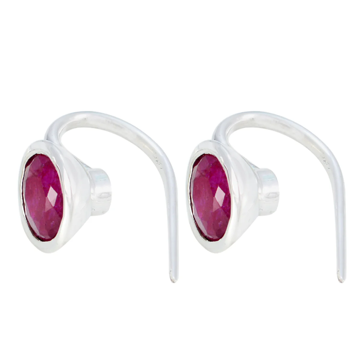 Indian Ruby African Leah Solitaire Dangle Red 925 Silver Earring