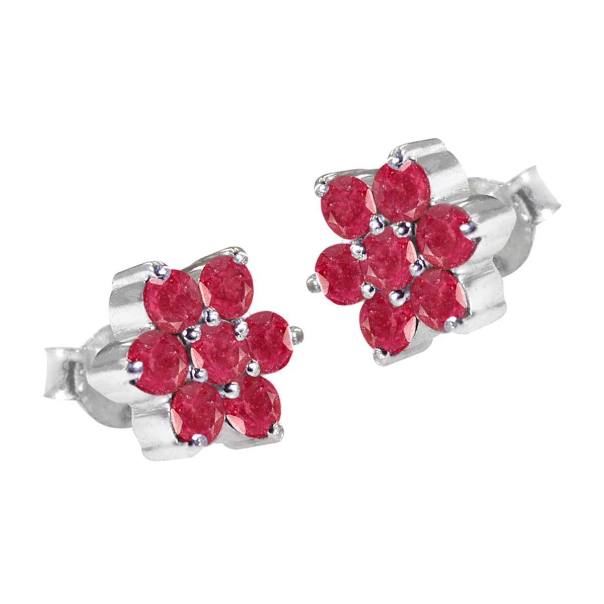 Indian Ruby American Lucy multiple Stud Red Silver Earring - Image 2