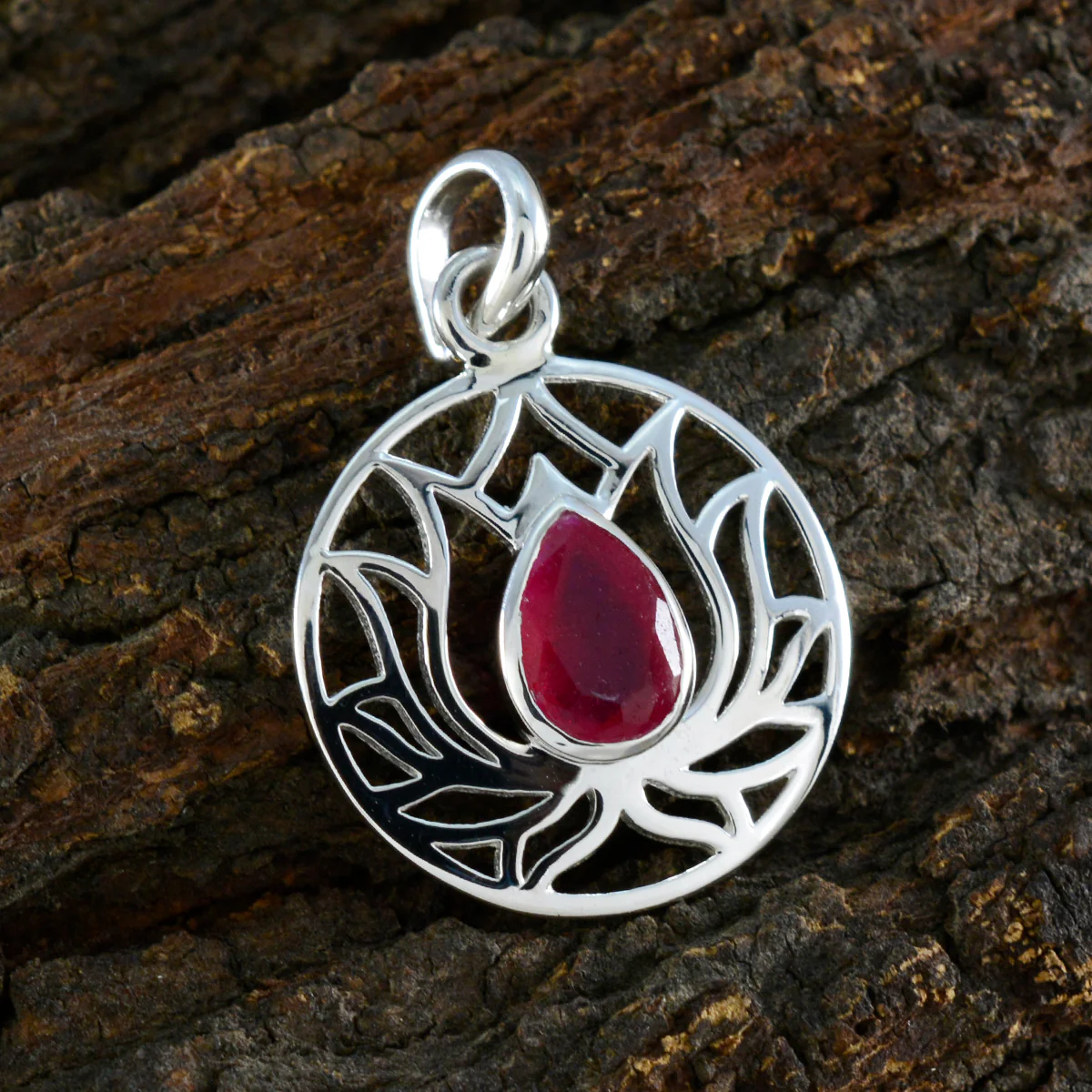 Indian Ruby Dainty German Silver Solitaire Chloe Rope-Wire Red Pendant Jewelry - Image 3