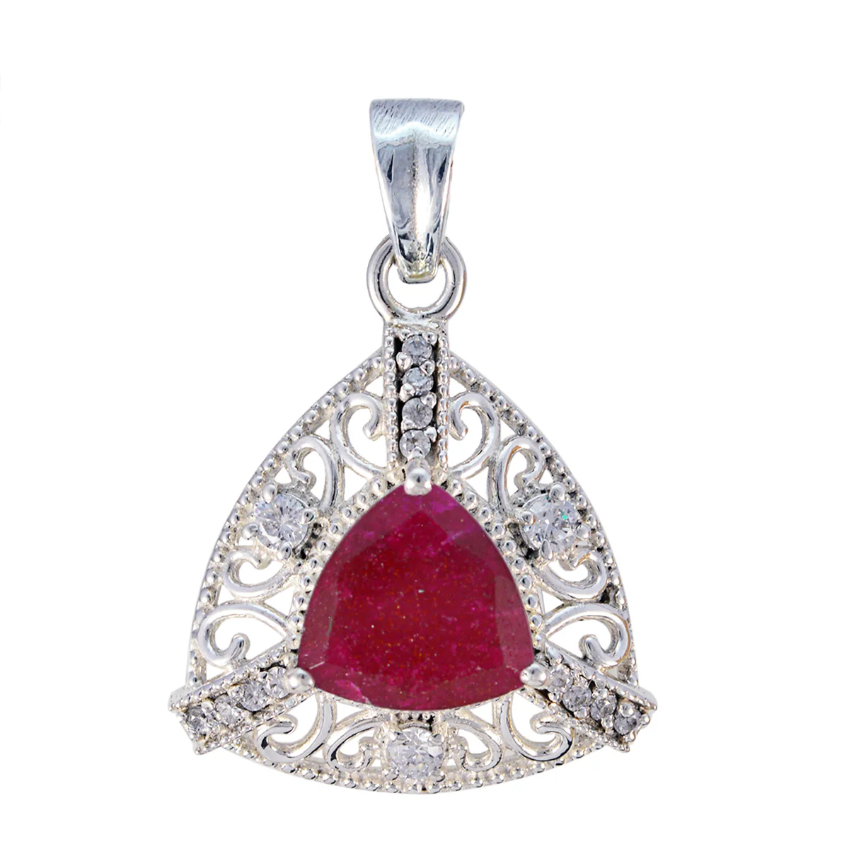 Indian Ruby Eye-catching Indian 92.5 Silver multiple Putri Rope-Wire Red Pendant Jewellery
