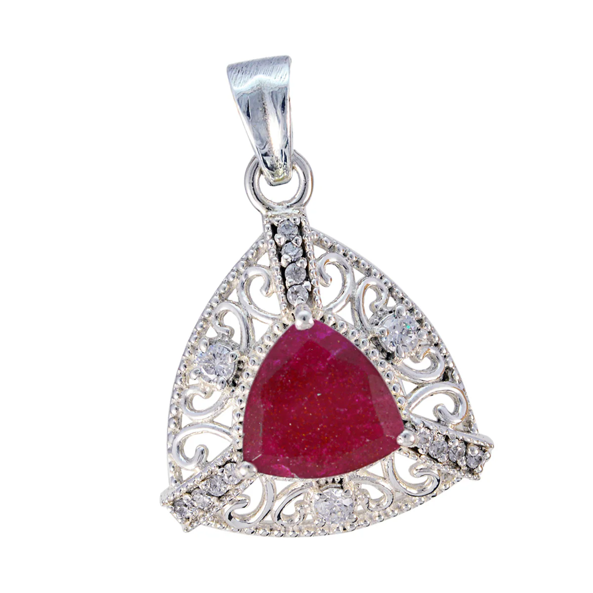 Indian Ruby Eye-catching Indian 92.5 Silver multiple Putri Rope-Wire Red Pendant Jewellery - Image 2