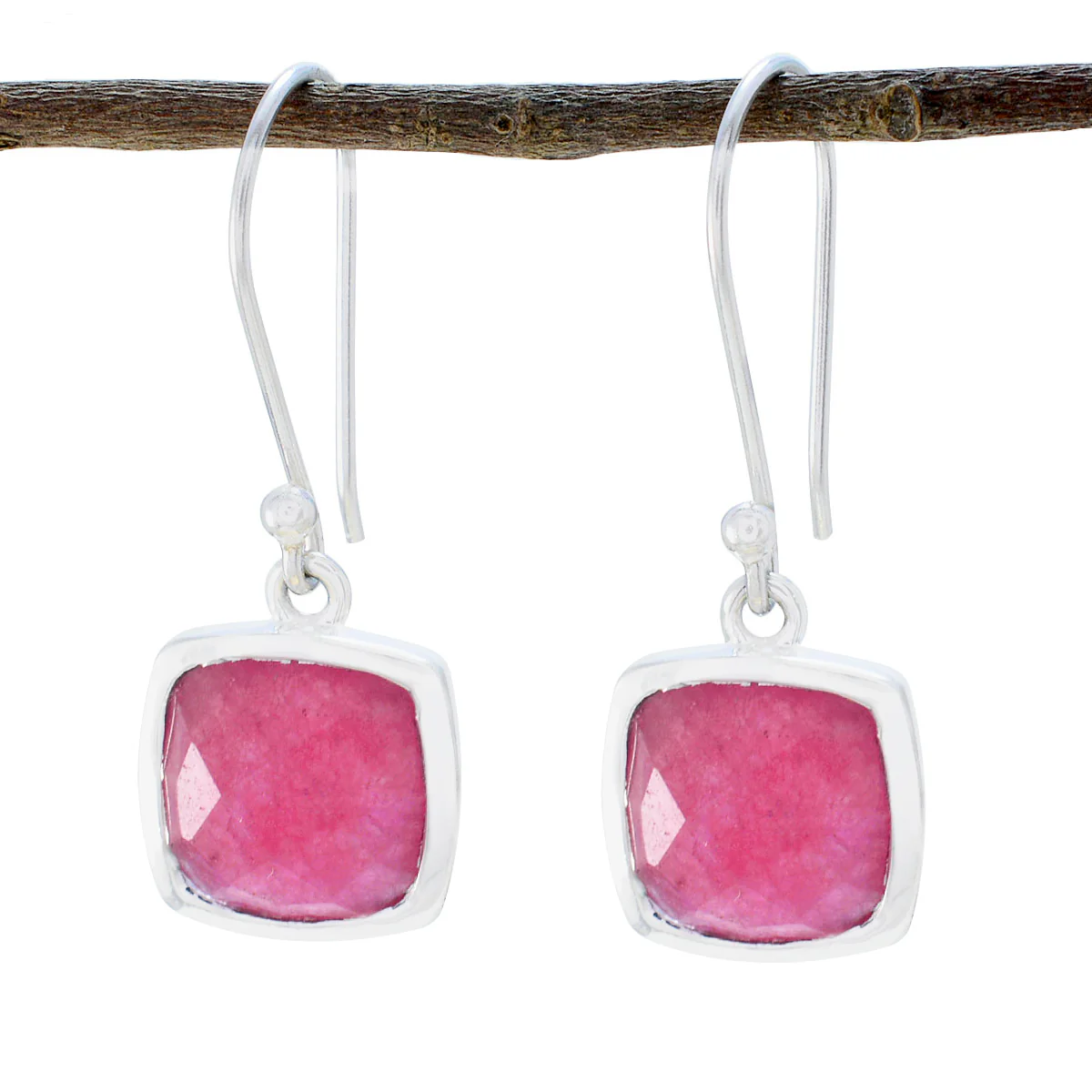Indian Ruby French Harper Solitaire Dangle Red 925 Sterling Silver Earring