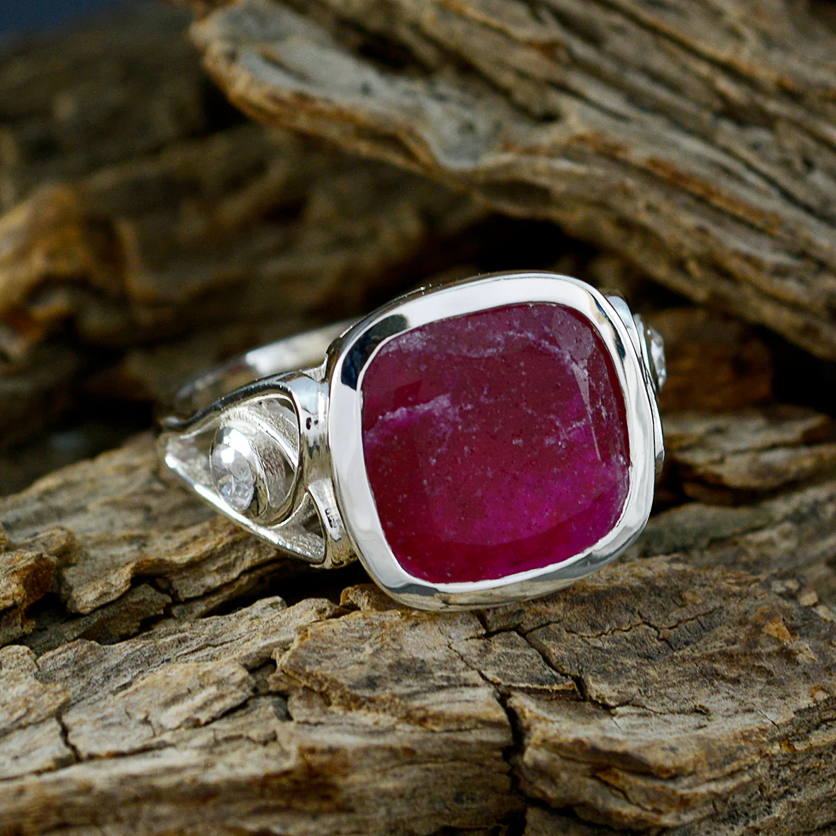 Indian Ruby Halo Egyptian 92.5 Silver Red Gemstone Minimal Fairytale Ring Jewelry - Image 3