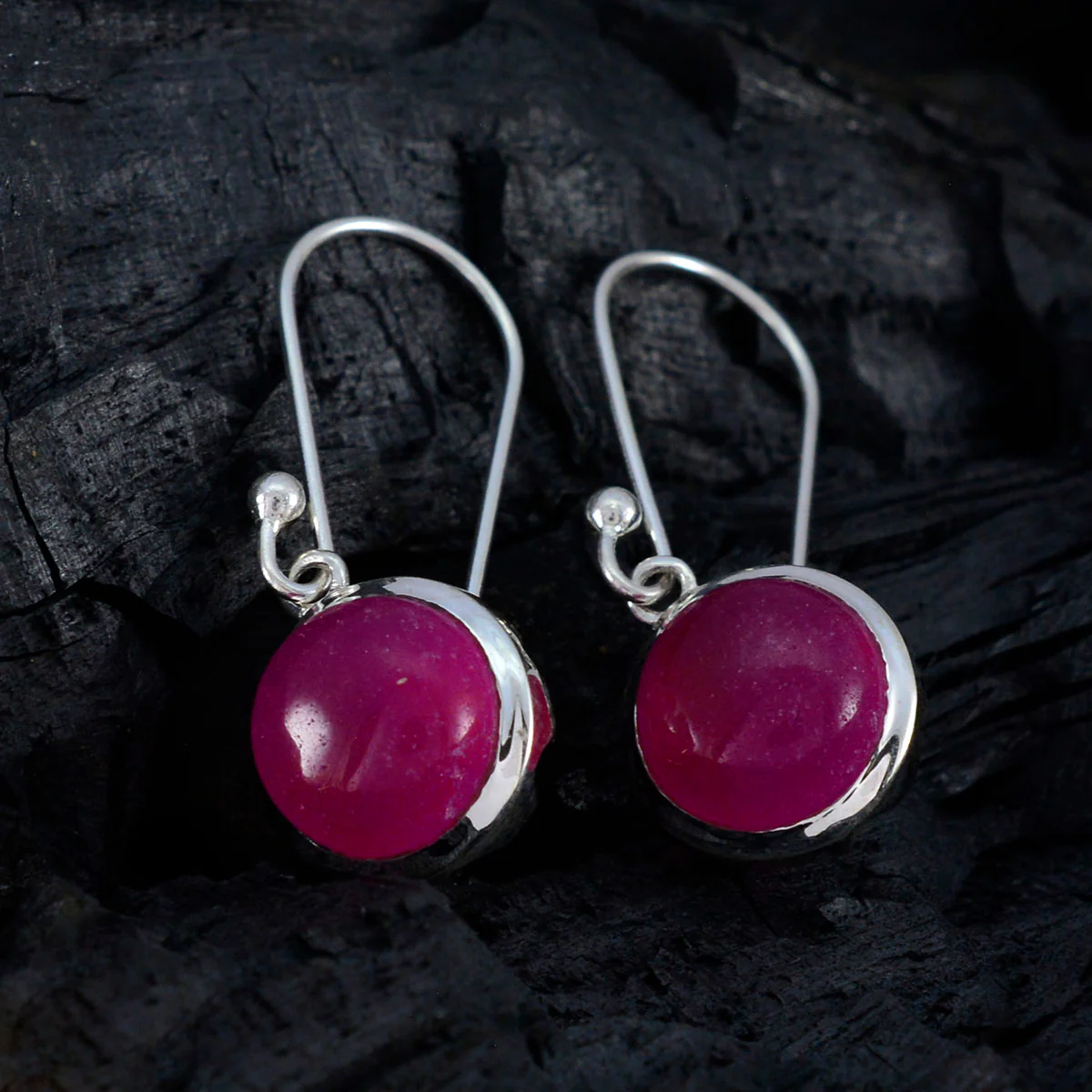 Indian Ruby Italian Bianca multiple Dangle Red 925 Sterling Silver Earring - Image 2