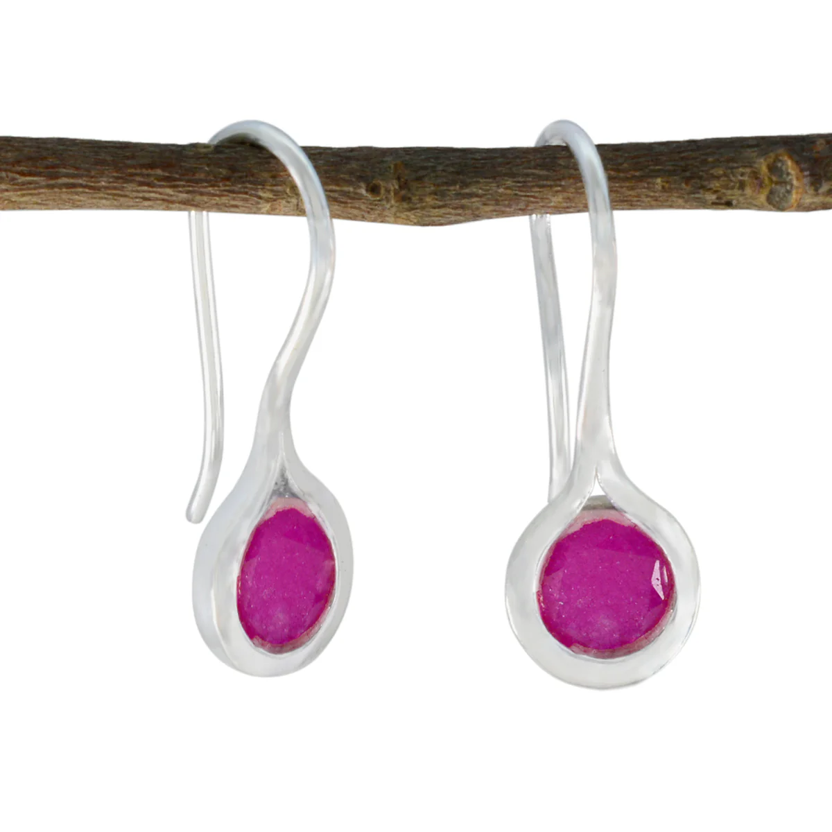 Indian Ruby Korean Isabella Solitaire Dangle Red 925 Silver Earring