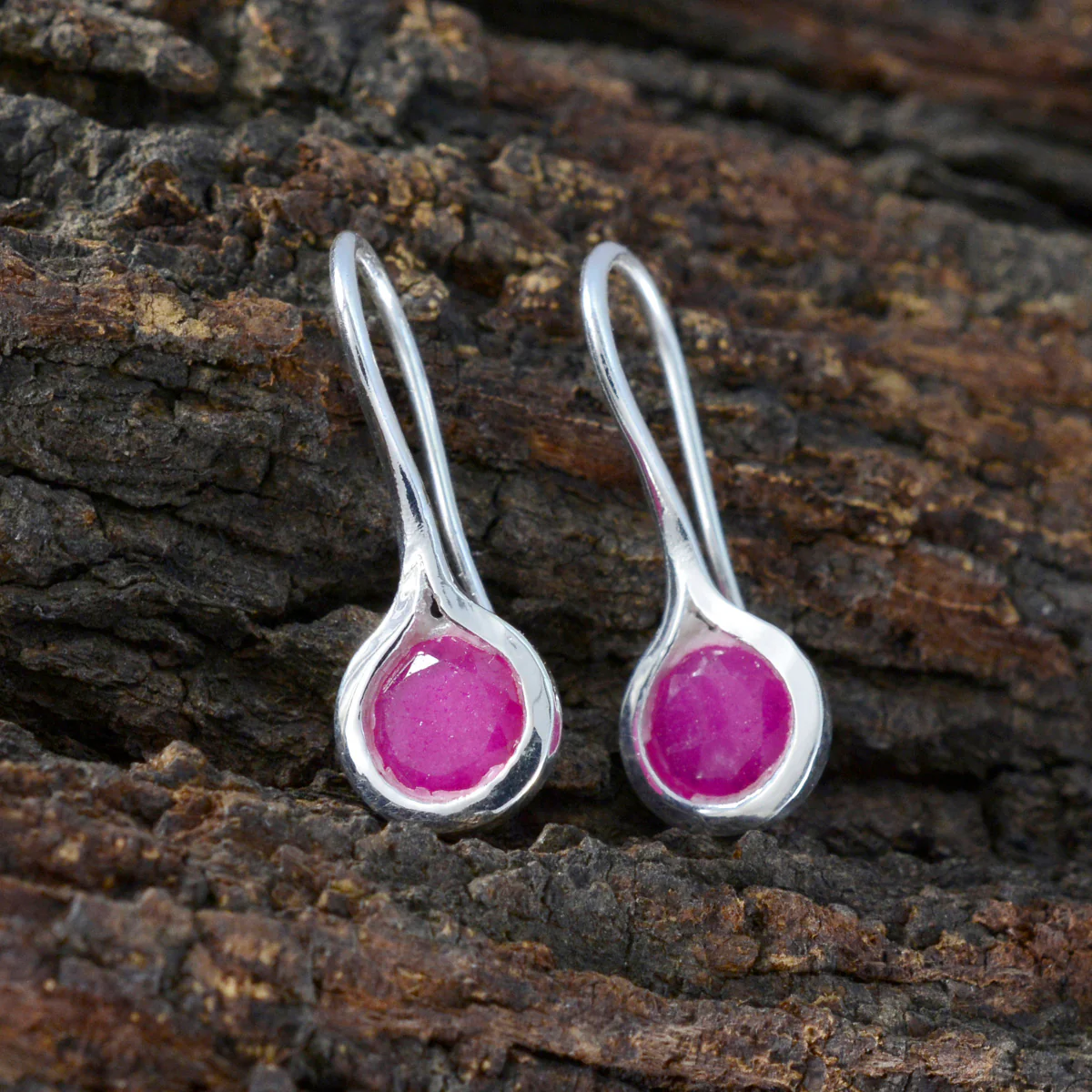 Indian Ruby Korean Isabella Solitaire Dangle Red 925 Silver Earring - Image 3
