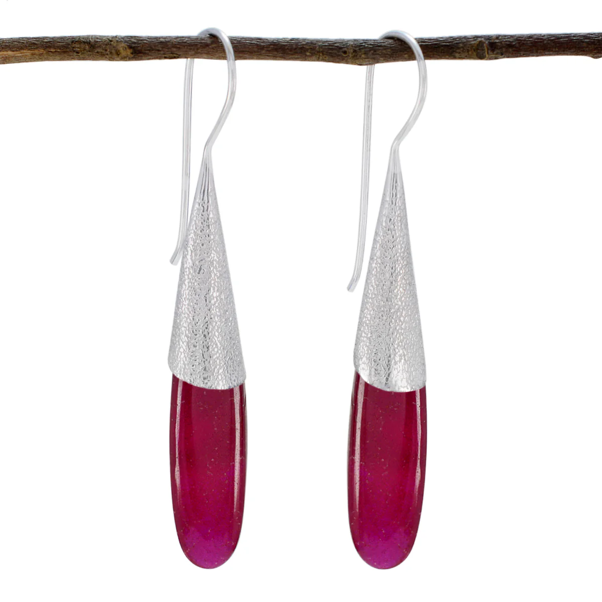Indian Ruby Korean Mei Solitaire Dangle Red 925 Sterling Silver Earring