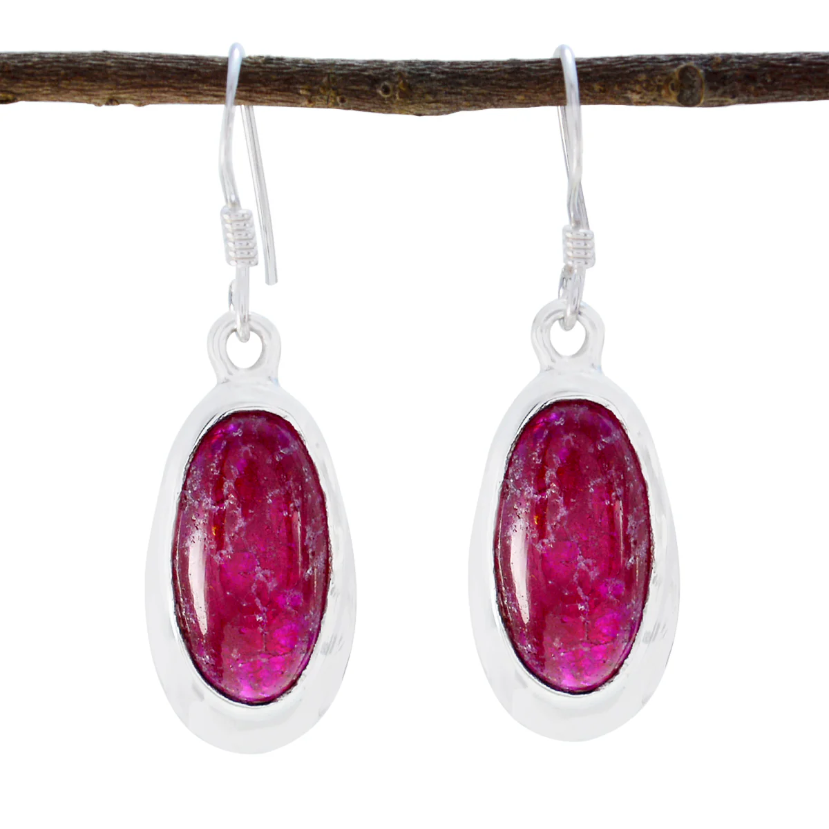 Indian Ruby Mexican Grace Solitaire Dangle Red 92.5 Silver Earring