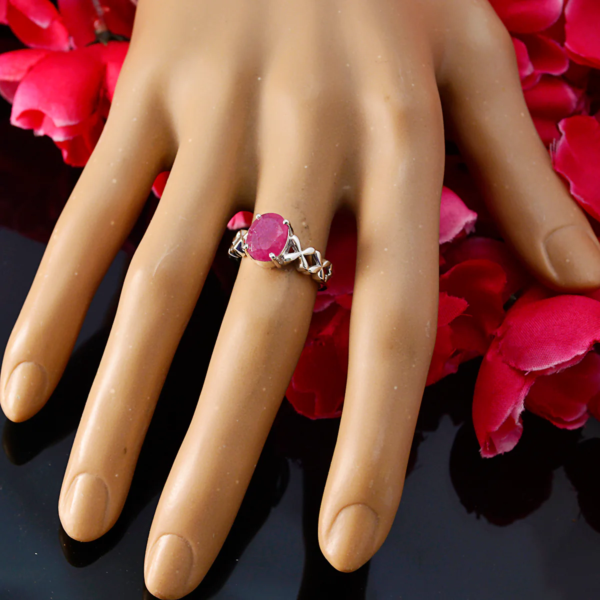 Indian Ruby Solitaire American 925 Silver Red Gemstones Whisper-thin Twist Ring Jewelry - Image 6