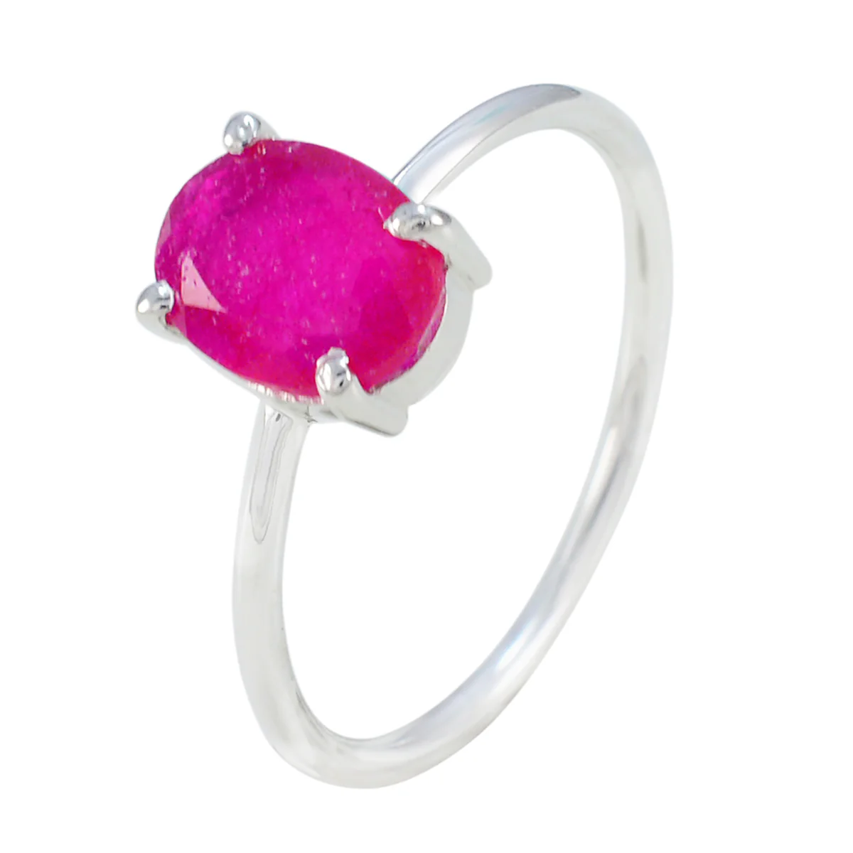 Indian Ruby Solitaire American Silver Red Gems Elegant Feminine Ring Jewellery - Image 2