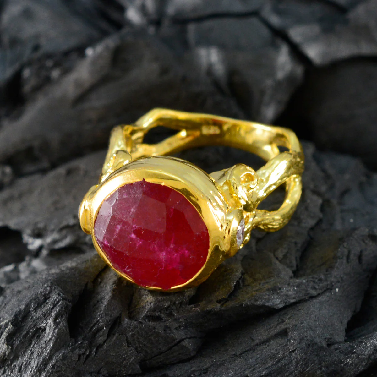 Indian Ruby Solitaire American Sterling Silver Red Gemstone Versatile Fairytale Ring Jewelry - Image 3
