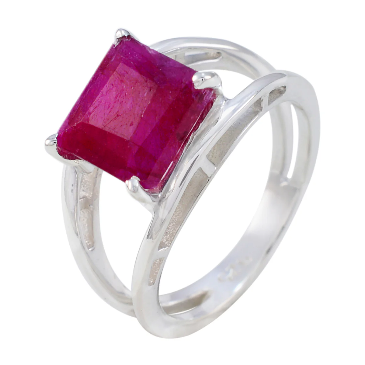 Indian Ruby Solitaire French Sterling Silver Red Gems Tiny Contemporary Ring Jewellery - Image 2
