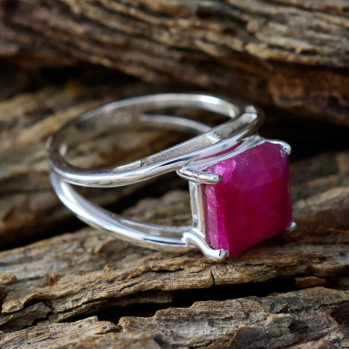Indian Ruby Solitaire French Sterling Silver Red Gems Tiny Contemporary Ring Jewellery - Image 3