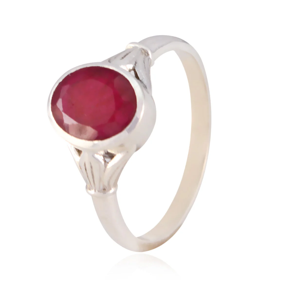Indian Ruby Solitaire Indian 92.5 Silver Red Gemstones Tiny Trendy Ring Jewellery - Image 2