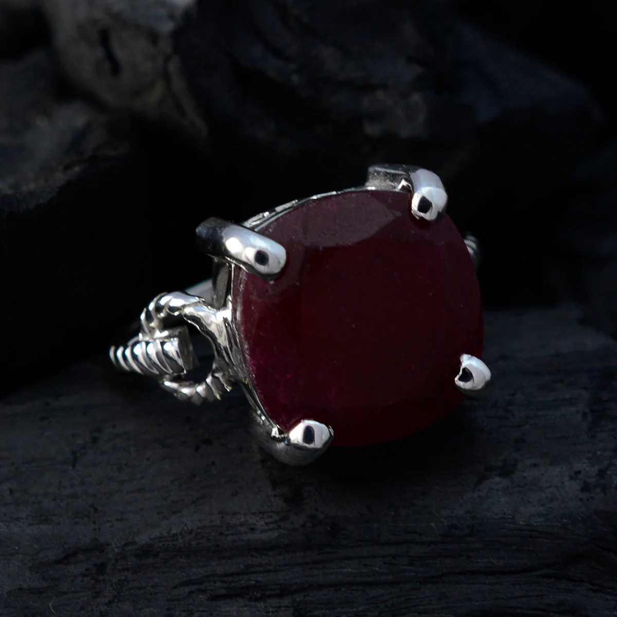 Indian Ruby Solitaire Indian 925 Silver Red Gemstone Mid-weight Modern Ring Jewelry - Image 4