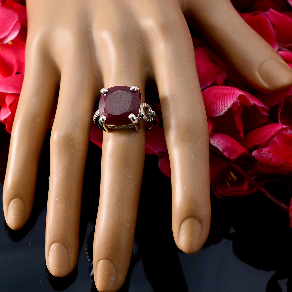 Indian Ruby Solitaire Indian 925 Silver Red Gemstone Mid-weight Modern Ring Jewelry - Image 5
