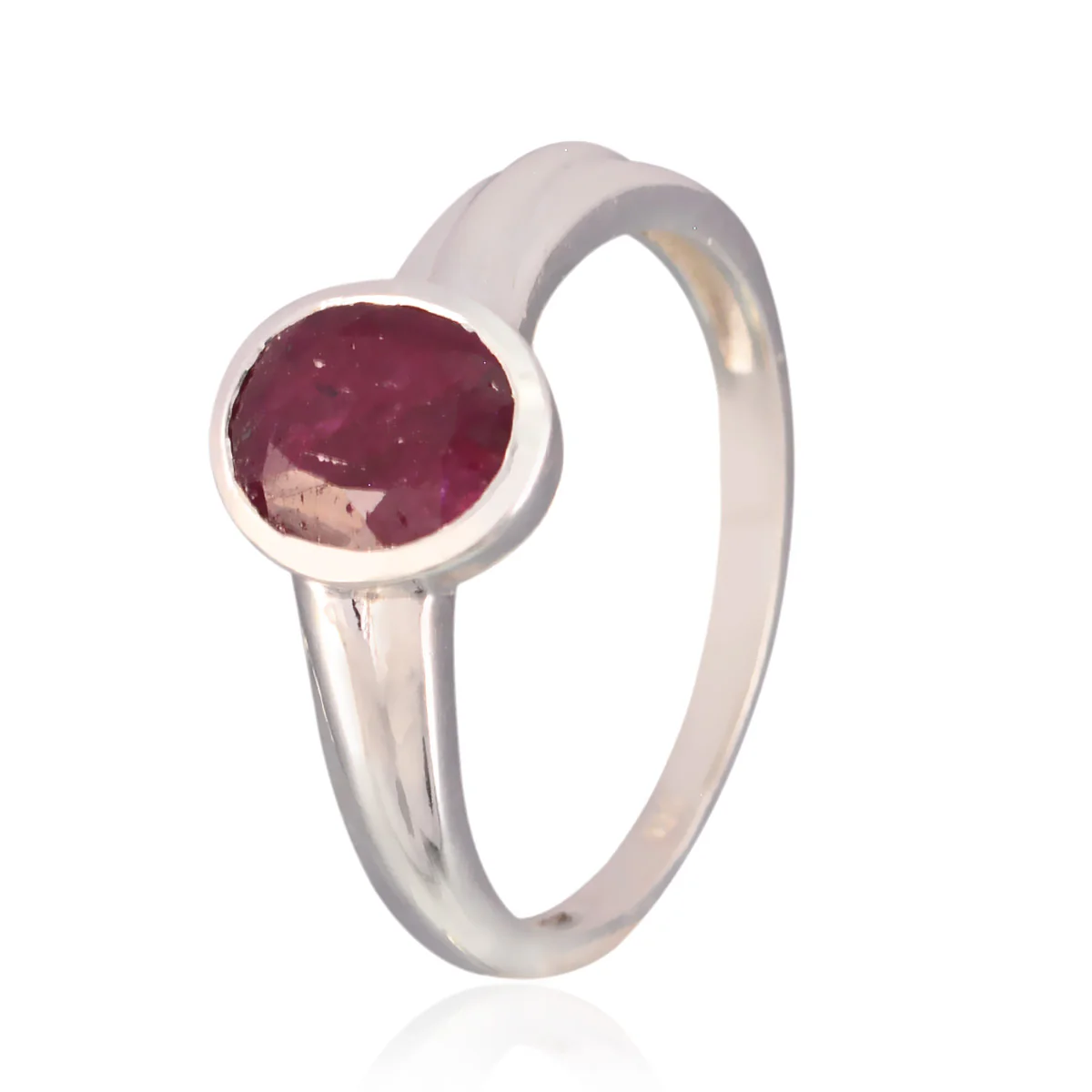 Indian Ruby Solitaire Indian Silver Red Gemstones Slim Traditional Ring Jewelry - Image 2