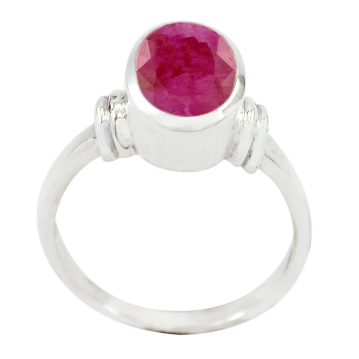 Indian Ruby Solitaire Indian Sterling Silver Red Gems Mid-weight Graceful Ring Jewelry - Image 3