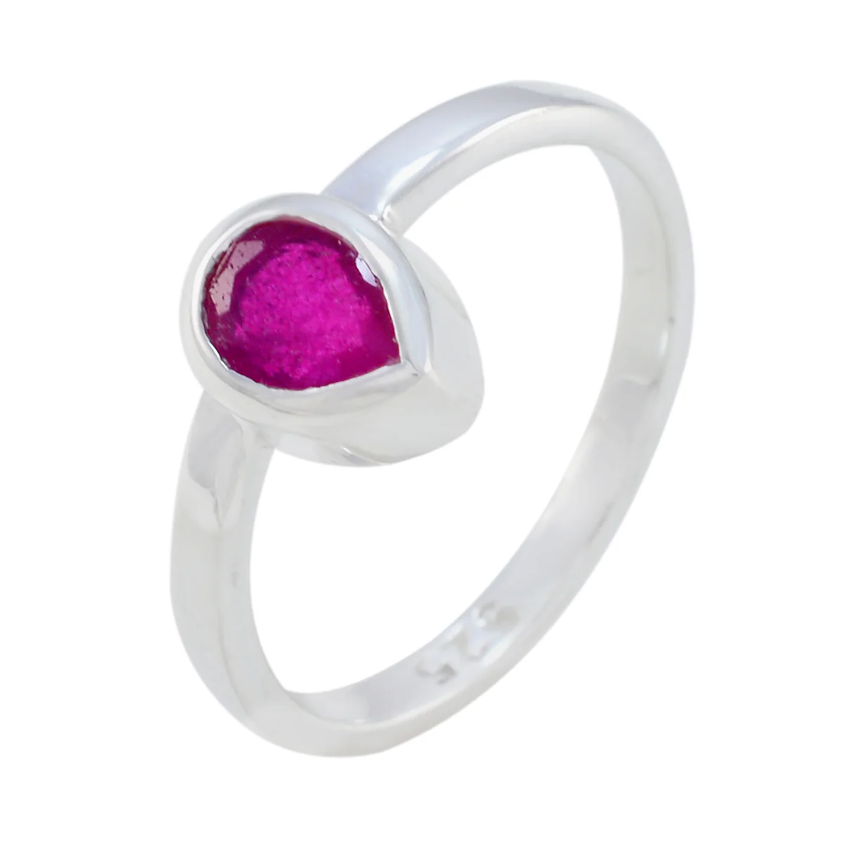 Indian Ruby Solitaire Japanese 92.5 Silver Red Gemstone Dainty Graceful Ring Jewellery - Image 2