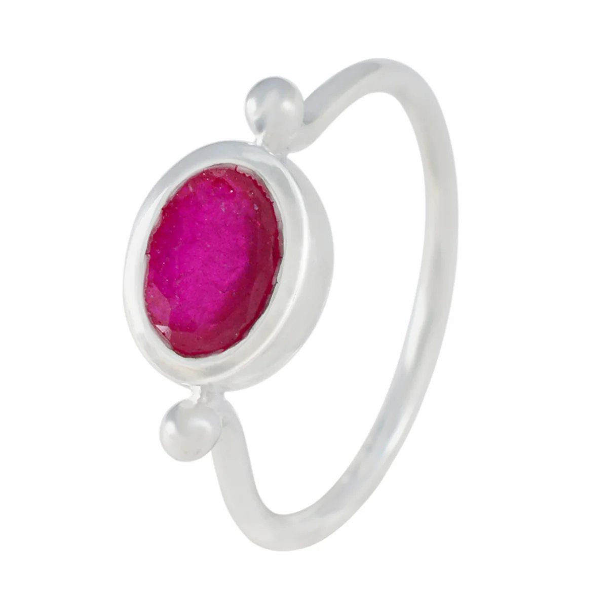 Indian Ruby Solitaire Korean 925 Silver Red Gems Dainty Modern Ring Jewellery - Image 2